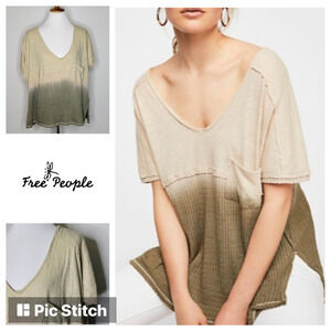 Free People Sundial Dip Dye Thermal Tee Size‎ Small